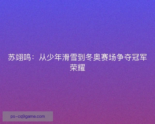 苏翊鸣:从少年滑雪到冬奥赛场争夺冠军荣耀 苏翊鸣:从少年滑雪到冬奥赛场争夺冠军荣耀